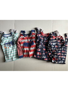 Boys Carter's One-Piece Footed Pajamas 5T Lot Of 4 Cotton Non-fleece Zip Up